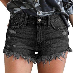 Women's Casual Ripped Denim Distressed Skinny Stretchy Shorts Pants Jeans